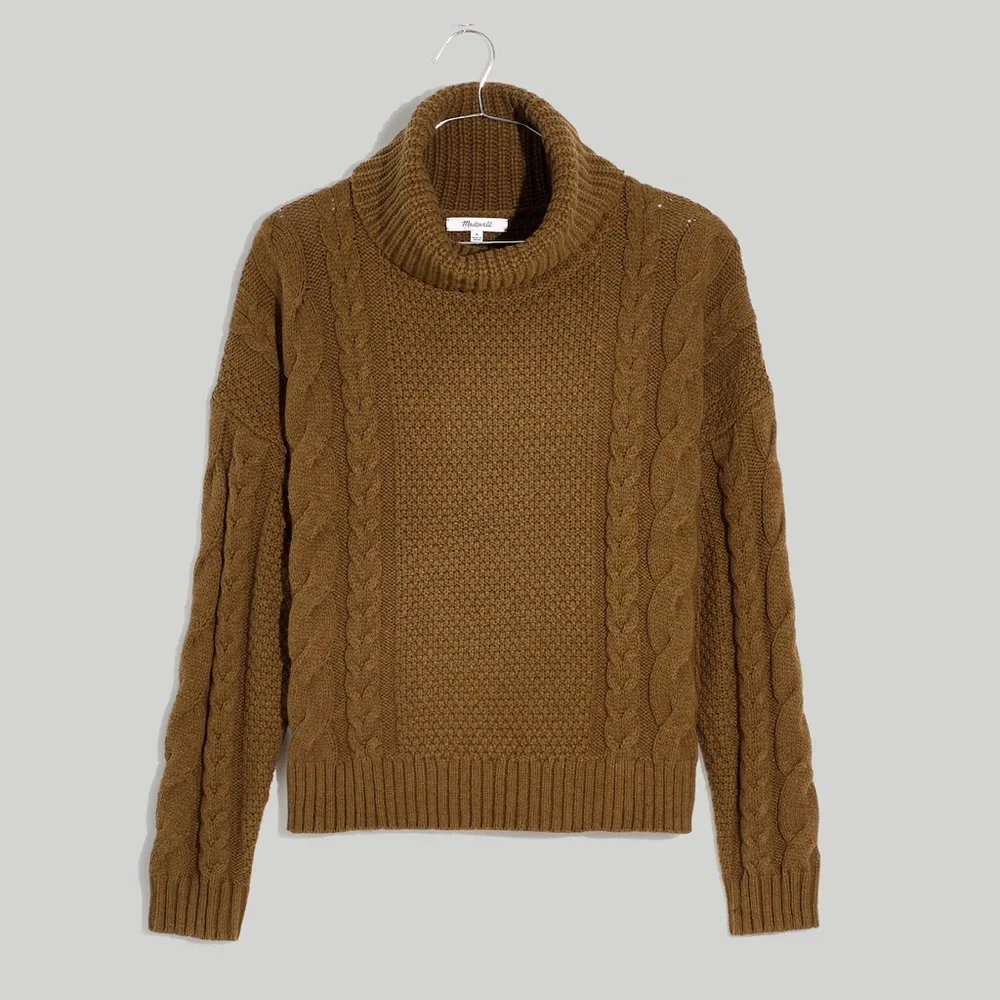 Madewell Cable Turtleneck Sweater green size large - Picture 1 of 4